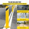 Safety Bollard, 48 Inch Height Bollard Post, 5.5 Inch Diameter Steel Pipe Safety Bollard Post, Yellow Steel Bollard, Steel Safety Bollard with 8 Anch