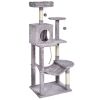Cat Tree for Indoor Cats, 56.2" Cat Tower with Cat Condo, Sisal Scratching Post, Hammock, Top Perch, Jumping Platforms, Large Cat House with Hang Bal