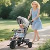 6 in 1 Kids Tricycle with Adjustable Push Handle, Removable Canopy, Reversible Seat, for 1-5 Years, Gray