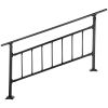 Outdoor Stair Railing, Fits for 1-5 Steps Transitional Wrought Iron Handrail, Adjustable Exterior Stair Railing with Fence, Handrails for Concrete St