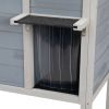 Outdoor Insulated Cat House, Wood Pet House w/ High Legs, Doors, Openable Roof, Weatherproof, Cat Animal Shelter for Winter, Gray