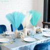 30pcs Light Blue Pampas Grass Decor, 21.5in Fluffy Faux Colored Pampas Grass Short White Fake Pampas Vase Filler Artificial Flower Arrangement for Ho