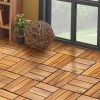 27 Pieces 12 x 12 Inch outdoor floor tiles, Acacia Wood Interlocking Patio Deck Tile