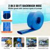Pool Drain Hose, 2 inch by 50 ft, Durable PVC Material, Includes Aluminum Camlock C & E Connectors and Clamps, Fits Pumps and Sand Filters, Ideal for