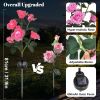 Solar Rose Lights Outdoor, 2 Pack with 14 Rose Flowers Waterproof Color Changing LED Flower Lights, Solar Powered Garden Stakes for Yard, Patio, Path