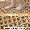 Two-piece waffle-knit bathroom rug set, super absorbent bathroom mat, ultra-soft rubber-backed shower mat, suitable for bathroom floors, bathtubs and