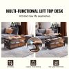 Lift Top Coffee Table, 39.4 in Rectangle Coffee Table with Extra Storage Pockets, Pop Up Coffee Table with Power Strip & USB & Ambient Lighting for L