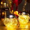 Solar Lantern Crackle Glass Ball, 2 Pack Garden Hanging Solar Lights Outdoor Waterproof Lanterns with 30 Warm White LED for Outdoor Decor Patio Yard