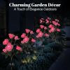 Solar Rose Lights Outdoor, 2 Pack with 14 Rose Flowers Waterproof Color Changing LED Flower Lights, Solar Powered Garden Stakes for Yard, Patio, Path