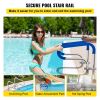 Pool Handrail, 32 x 22.5 Swimming Pool Stair Rail, 304 Stainless Steel Stair Pool Hand Rail Rated 375lbs Load Capacity, Pool Rail with Quick Mount Ba