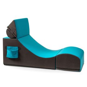 Jaxx Flexx V Tex Convertible 3 in 1 Gamer Chair Table & Ottoman w/ Adjustable Headrest & Pocket (Color: Vinyl Turqouise)