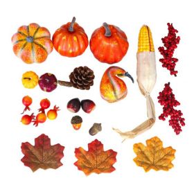49 Pcs Fall Pumpkin Decoration Lifelike Artificial Pumpkin Pine Cones Hazelnuts Corn Red Berries Maple Leaves Models (Option: as picture)