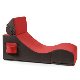 Jaxx Flexx V Tex Convertible 3 in 1 Gamer Chair Table & Ottoman w/ Adjustable Headrest & Pocket (Color: Vinyl Red)