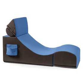 Jaxx Flexx V Tex Convertible 3 in 1 Gamer Chair Table & Ottoman w/ Adjustable Headrest & Pocket (Color: Vinyl Royal Blue)