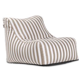 Jaxx Ponce Outdoor Bean Bag Chair  Weather Resistant Patio and Poolside Lounge Seating (Color: Taupe Striped)