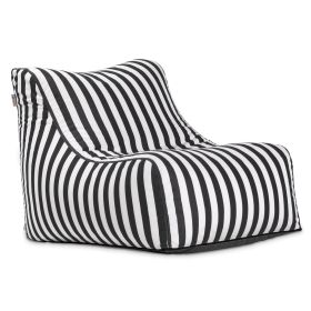 Jaxx Ponce Outdoor Bean Bag Chair  Weather Resistant Patio and Poolside Lounge Seating (Color: Black & White Stripes)