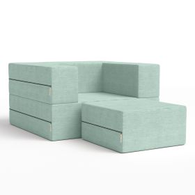 Jaxx Zipline Convertible Sleeper Futon Chair & Ottoman with Machine Washable Cover (Color: Caribbean)