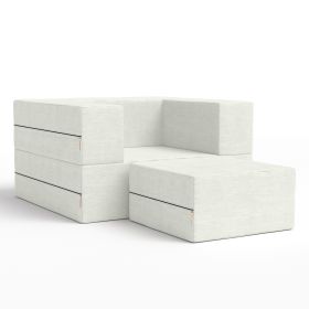 Jaxx Zipline Convertible Sleeper Futon Chair & Ottoman with Machine Washable Cover (Color: Ice)