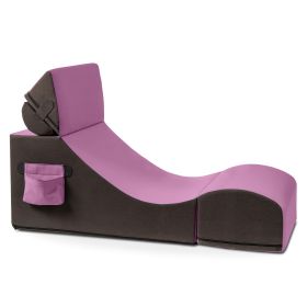 Jaxx Flexx V Tex Convertible 3 in 1 Gamer Chair Table & Ottoman w/ Adjustable Headrest & Pocket (Color: Vinyl Plum)