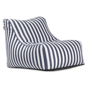 Jaxx Ponce Outdoor Bean Bag Chair  Weather Resistant Patio and Poolside Lounge Seating (Color: Navy Striped)