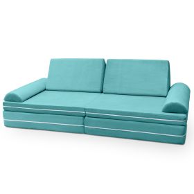Playscape Deluxe Plush Velvet Kids 6 Piece Modular Couch / Playset (Option: Blue)