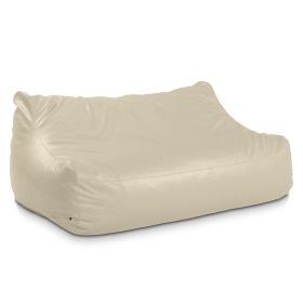 Atrium Collection Lozia Loveseat - Large Foam Bean Bag Sofa for Home Theaters (Option: Offices Schools Reception & Waiting Rooms - Faux-Leather - Natural Beige)