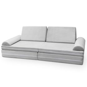 Playscape Deluxe Plush Velvet Kids 6 Piece Modular Couch / Playset (Option: Grey)