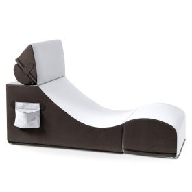 Jaxx Flexx V Tex Convertible 3 in 1 Gamer Chair Table & Ottoman w/ Adjustable Headrest & Pocket (Color: Vinyl Submarine Grey)
