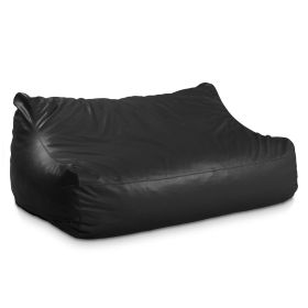 Atrium Collection Lozia Loveseat - Large Foam Bean Bag Sofa for Home Theaters (Option: Offices Schools Reception & Waiting Rooms - Faux-Leather - Black)