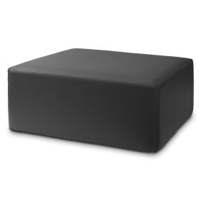 Jaxx Fairlie Couch Ottoman  Oversized Square Foam Coffee Table Ottoman 36" Premium Faux Leather (Color: Black)