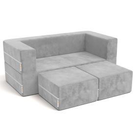 Jaxx Zipline Kids Modular Loveseat & Ottomans/Fold Out Lounger (Color: Platinum)