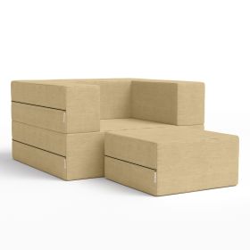 Jaxx Zipline Convertible Sleeper Futon Chair & Ottoman with Machine Washable Cover (Color: Camel)