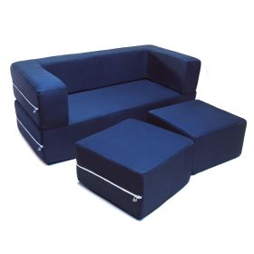 Jaxx Zipline Kids Modular Loveseat & Ottomans/Fold Out Lounger (Color: Navy)
