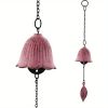 1pc, Creative Japanese Cast Iron Wind Chime Hanging Decoration, Metal Retro Hanging Leaf Bell, Balcony Outdoor Garden Hanging Decoration, Camping Ble