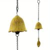 1pc, Creative Japanese Cast Iron Wind Chime Hanging Decoration, Metal Retro Hanging Leaf Bell, Balcony Outdoor Garden Hanging Decoration, Camping Ble