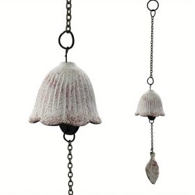 1pc, Creative Japanese Cast Iron Wind Chime Hanging Decoration, Metal Retro Hanging Leaf Bell, Balcony Outdoor Garden Hanging Decoration, Camping Ble (Color: White)
