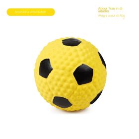 Squeaky Dog Toys; Natural Latex Rubber Dog Balls;  Soft ;  Bouncy & Durable for Small Medium Dogs Puppy Interactive Chew Sound Fetch Play (COLOUR: Small yellow football)