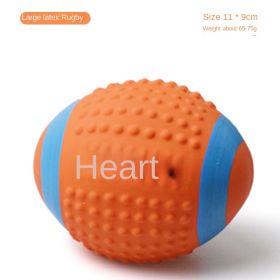 Squeaky Dog Toys; Natural Latex Rubber Dog Balls;  Soft ;  Bouncy & Durable for Small Medium Dogs Puppy Interactive Chew Sound Fetch Play (COLOUR: Large Latex Rugby)