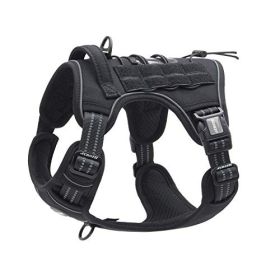 Tactical Dog Harness for Small Medium Dogs No Pull Adjustable Pet Harness Reflective K9 Working Training Easy Control Pet Vest Military Service Dog H (Color: Army yellow, size: S(Neck)