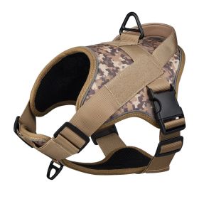 Dog Harness; large dog training tactical chest strap; K9 pet chest strap; vest type reflective dog rope; explosion-proof impulse traction (COLOUR: Green camouflage, Specification (L * W): L)