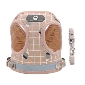 Dog Harnesses and dog leash set; New Pet Towing Rope Vest Dog Chest Strap Breathable Reflective Small Dog Towing Rope Pet Supplies (Specification (L * W): XS, COLOUR: Powder lattice)