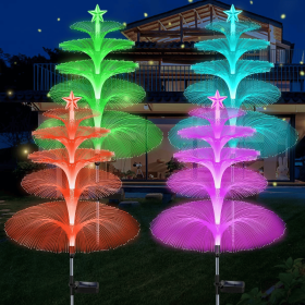 Solar Garden Lights, 4 Pack Solar Star Jellyfish Lights 7 Color Changing Fiber Optic Light Gardening Gifts for Mom Grandma Women, Flower Light for Ou (Quantity: 8pcs)