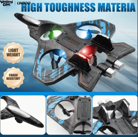 Remote Control Airplane Drone with Battery, Suitable for Boys/adults Aged 8-12, Foam Airplane Toy, Stable Hovering, 360° Flips, LED Lights, Beginner (Color: Blue)