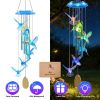 Solar Butterfly Wind Chime with Aluminum Tubes 7 Color Changing Wind Chime for Outside IP44 Waterproof Outdoor Garden Yard Decor