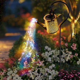 Solar Lanterns Outdoor Waterproof,Metal Watering Can Garden Decor Ornaments,Yard Art Hanging Path Lights,Outside Patio Decorations,Gardening Birthday (Color: Colorful lights-1PCS)