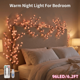 LED Tree Branch Lights for Wall, Cherry Blossom Lights Vine Lights with Remote and 8 Lighting Modes Cherry Blossom Garland Willow Vine for Bedroom In (size: 96LED/6.2FT)