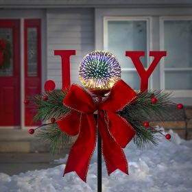 Christmas Garden Jesus Scene Decor, Solar Lighted Outdoor Nativity Set with 9 LED Lights, Christmas Decoration for Indoor Outdoor Holiday Party Garde (Color: Red)