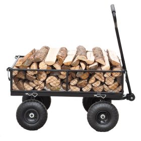 Wagon Cart Garden cart trucks make it easier to transport firewood (COLOUR: BLACK)