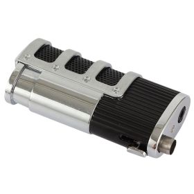 Portable Outdoor Smoking Use Torch Lighters Metal Butane Gas Refillable Cigar Lighter W/ Sharp Drill Useful Smoking Accessory (Color: Black)