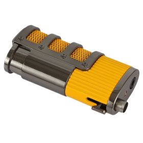 Portable Outdoor Smoking Use Torch Lighters Metal Butane Gas Refillable Cigar Lighter W/ Sharp Drill Useful Smoking Accessory (Color: Yellow)